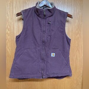 Like New! Rare Purple Carhartt Sherpa Duck Vest Size Medium.  True Purple Color!